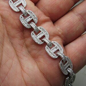 *925 Sterling Silver Men's Diamond Bracelet